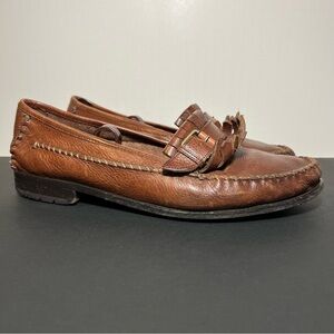 Mens BRAGANO by Cole Haan Made in Italy Brown Leather Tassel Loafers / Size 11.5